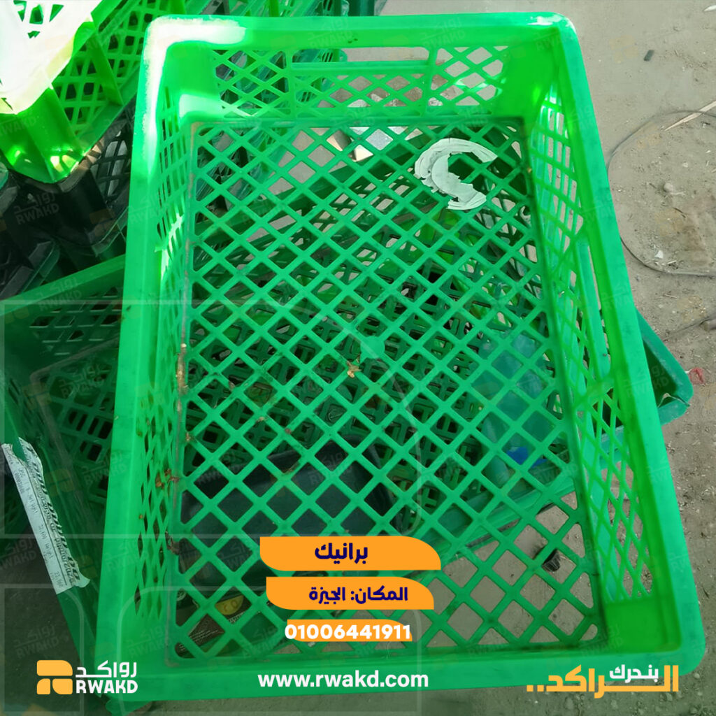 برانيك وأقفاص بلاستيكية خضراء مستعملة للتخزين والنقل اللوجستي والزراعي في الجيزة - منصة راكد (Rwakd) Pre-owned green plastic crates for agricultural and logistics storage in Giza Resource Mangement - Rwakd