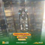 التصميم الداخلي لفرن تجفيف الفواكه والخضراوات المصنوع من الستانلس ستيل مزود بمراوح وتدفئة - منصة راكد (Rwakd) Interior view of stainless steel fruit and vegetable dehydrator oven with circulating fans Resource Mangement - Rwakd